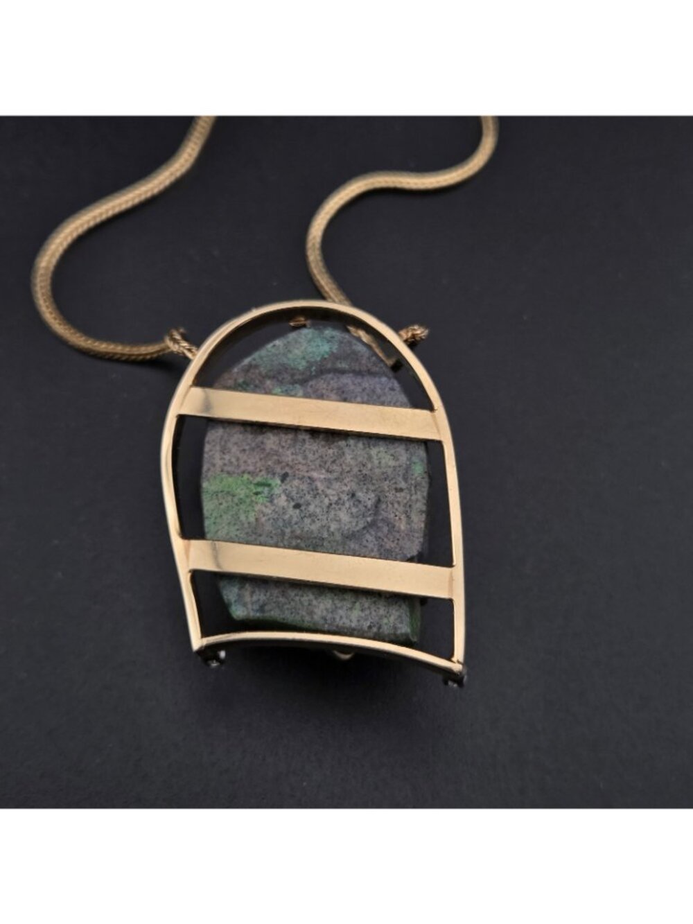 Vtg 14K Gold Carved Opal Female Face Diamond Necklace 22.42g Bust Figural 585 - Picture 14 of 16
